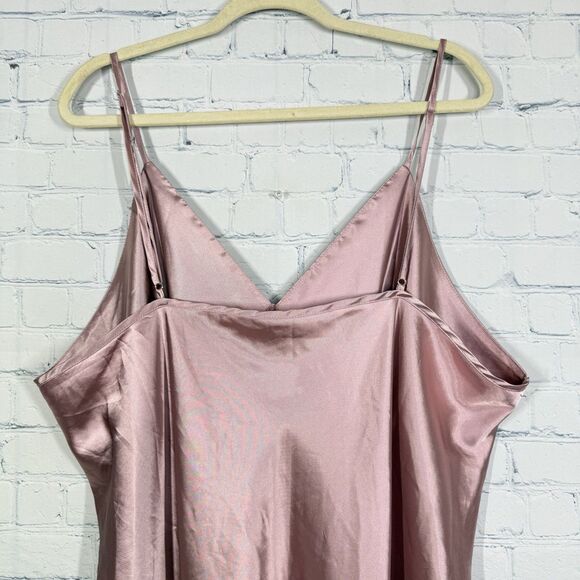 Mini Dress Women Size 2X Rose Gold Empire Babydoll Silky Satin Party Night Y2K - Picture 5 of 11